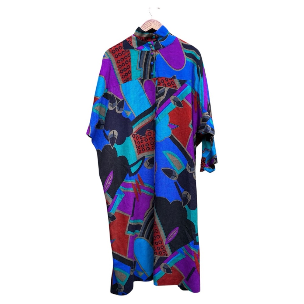 Vintage 1970-80’s Art pattern Chacok Neiman Marcus fusian caftan wool dress